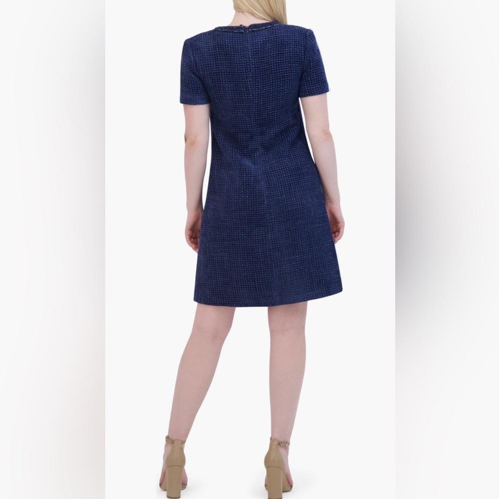 🆕 Eliza J Navy Tweed Shift Dress - Picture 3 of 7